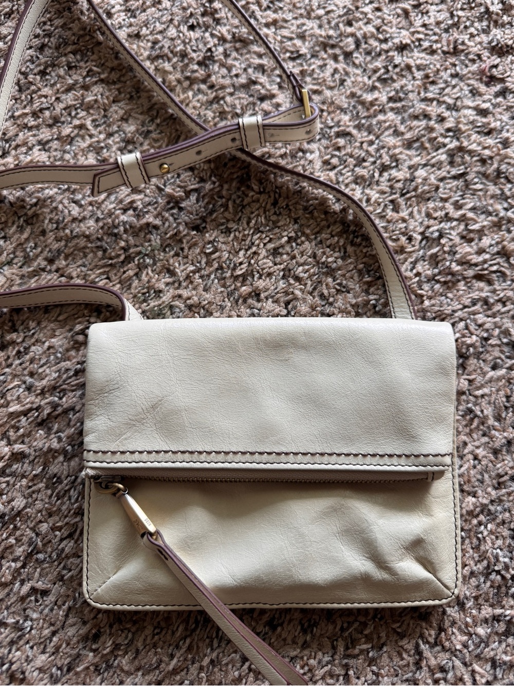 Hobo Glade Leather Cream Neutral Purse Travel Small Crossbody